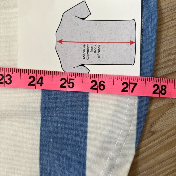 La Madona Blue & White Striped V-Neck Tee w/ Lace-Up Detail - Casual Chic! Sz M - Picture 9 of 14